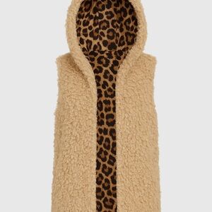 Women's Tan Sherpa Hooded Vest